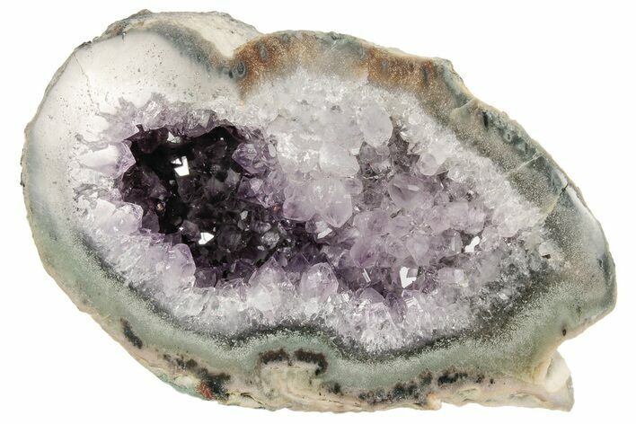 7.4" Purple Amethyst Geode With Polished Face - Uruguay